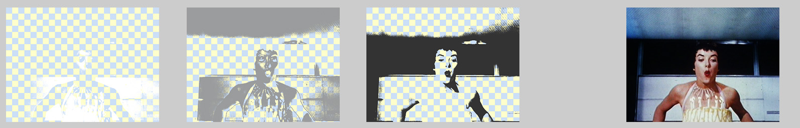 Color range analysis in Recreating Movement: highlights, midtones, and shadows visualized for a film frame