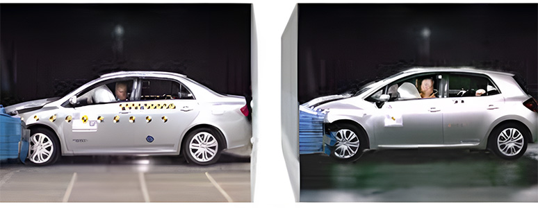 Visualization and side-by-side comparison of automotive crash-test recordings in Recreating Movement