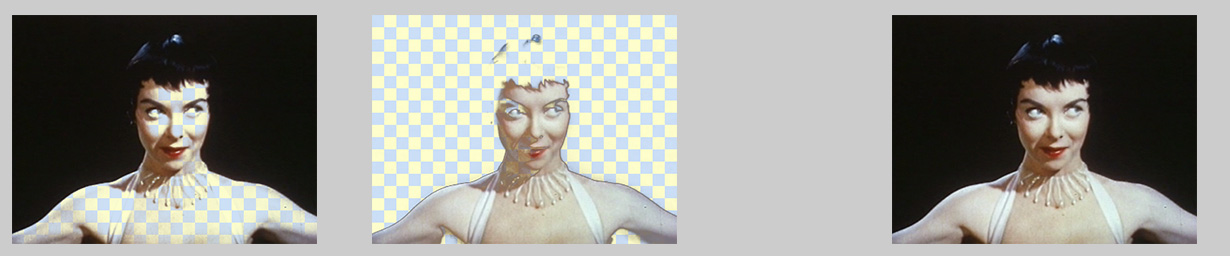 Deleting selected color ranges from film frames in Recreating Movement to highlight image areas
